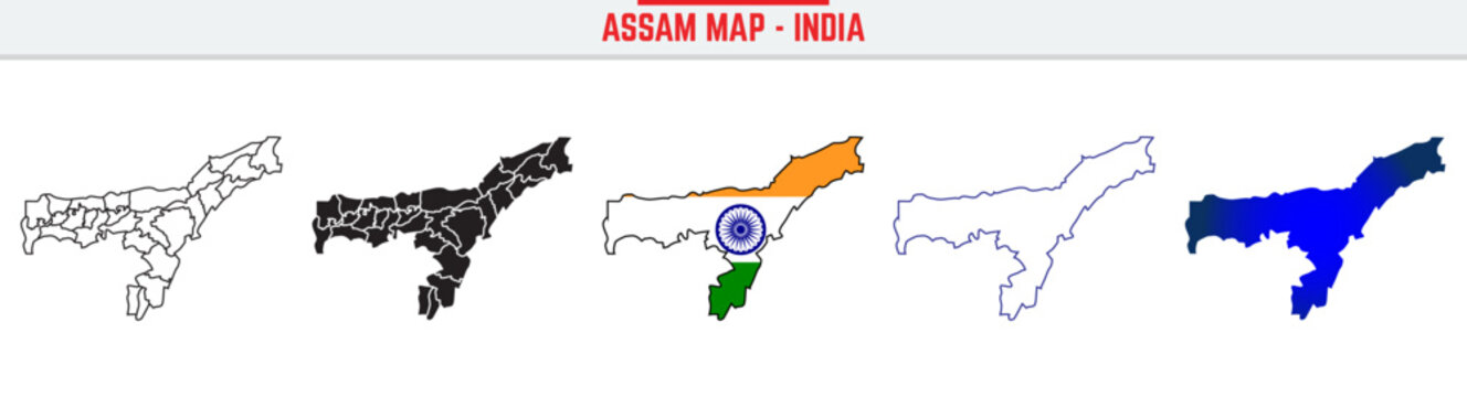 Assam, State, AS Outline Icon &ndash; India Map Silhouette Vector. India map editable stroke outline icon