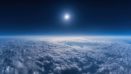 Stunning View: Earth's Cloud Cover from Space, Sun Glimmering Above, Celestial Wonders Unveiled