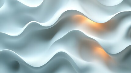 Fototapeta premium Abstract White Waves with Subtle Golden Light