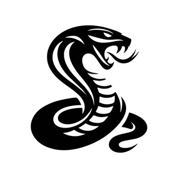 Snake cobra viper silhouette. engrave black icon on white background