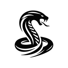 Naklejka premium Snake cobra viper silhouette. engrave black icon on white background