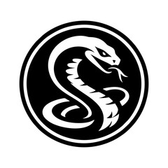 Fototapeta premium Snake cobra viper silhouette. engrave black icon on white background