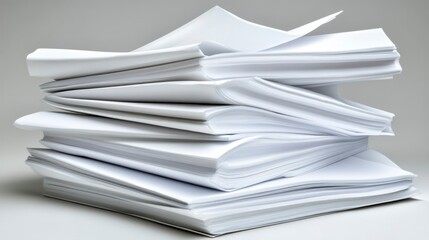 Stack of Blank White Papers, Ready for Printing or Writing