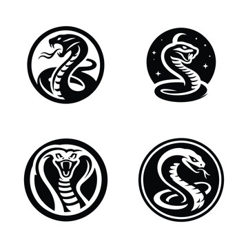 Snake cobra viper silhouette. engrave black icon on white background