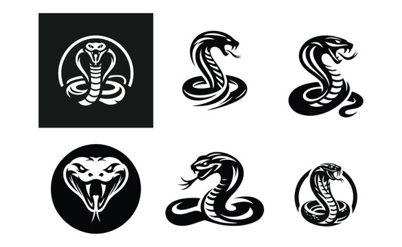 Snake cobra viper silhouette. engrave black icon on white background