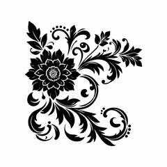 Decorative Corner Design with Symmetrical Floral