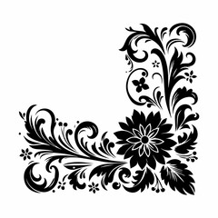 Unique Textured Black Flower Motif Illustration