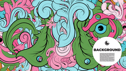 colorful psychedelic illustration for any design such as background, music festival, bookcover, summer flayer, homepage, landing page.