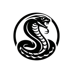 Fototapeta premium Snake cobra viper silhouette. engrave black icon on white background