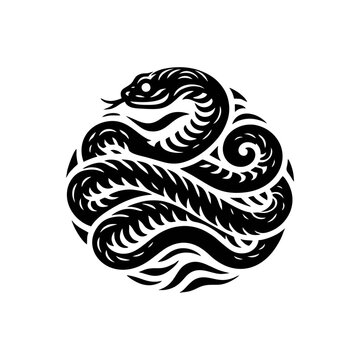 Snake cobra viper silhouette. engrave black icon on white background