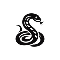 Fototapeta premium Snake cobra viper silhouette. engrave black icon on white background