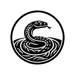 Fototapeta premium Snake cobra viper silhouette. engrave black icon on white background
