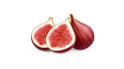 Fresh figs displayed on a white background, showcasing their vibrant color and texture