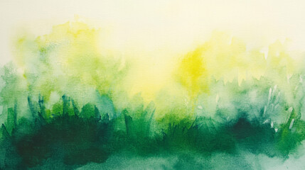Fototapeta premium Nature serenity soft green watercolor landscape tranquil environment artistic viewpoint calm concept