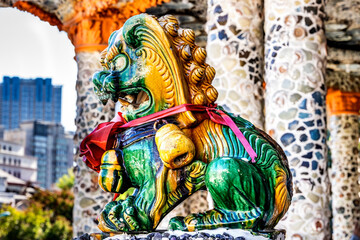 Colorful Ancient Dragon Statue Porcelain China House Tianjin China