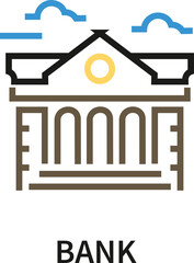  Line Business Icon of Bank