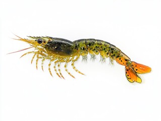 Observe a Vibrant Shrimp Species with Unique Coloration and Appendages Swimming Gracefully in Water