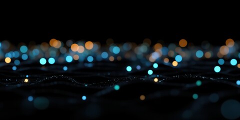 Colorful Bokeh Lights on Black Background with Soft Focus Effect