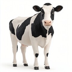 Fototapeta premium Holstein Cow Black and White Dairy Cattle Farm Animal Isolated on White Background