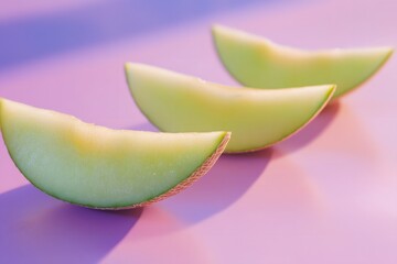 Heavenly Honeydew Melon Wedges on Soft Gradient Background with Warm Lighting