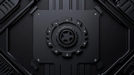 Industrial Gear and Chain Design on Dark Background Texture