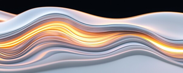 Organic, wave-like structures in an ethereal palette of creamy whites, golds, and iridescent blues, radiating soft, calming light