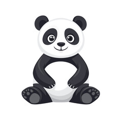 Fototapeta premium adorable sitting panda isolated on transparent white background, png.