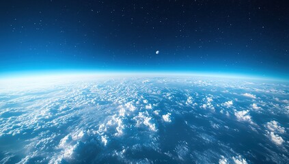 Fototapeta premium Earth's Cloudscape: A Stunning View from Above, Showing the Planet's Atmosphere and Celestial Bodies