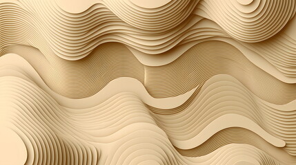 Textured layers creating a wave pattern with beige tones and flowing lines in a three-dimensional style.