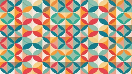 Minimalist geometric pattern with circles and triangles in different colors, technology, design, geometric pattern, laptop wallpaper