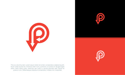 Initials P logo design. Initial Letter Logo. Innovative high tech logo template.
