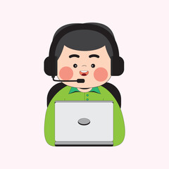 Man Customer Service Cartoon Character Illustration
