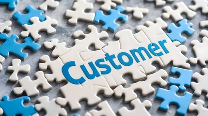 Jigsaw Puzzle with the Word "Customer" Symbolizing Understanding and Fulfilling Customer Needs  