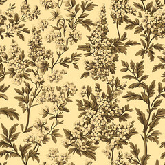 Elegant Monochrome Floral Seamless Pattern Background