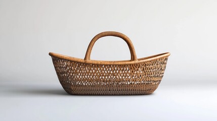 Fototapeta premium Empty Wicker Basket on White Background