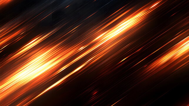 Glowing orange and yellow streaks of light on a dark background creating a dramatic motion effect