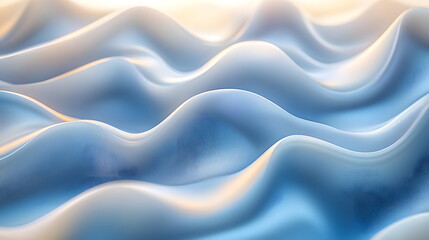 Soft blue waves flowing gently across a smooth surface illuminated by warm, natural lighting effects.