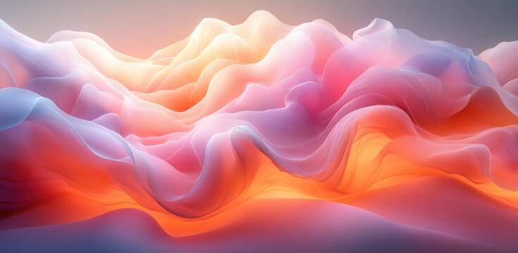 Abstract Pastel Art Ethereal Flowing Organic Shapes Soft Lighting
