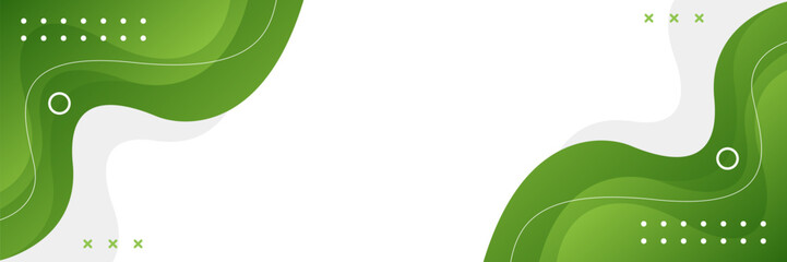 Abstract green geometric banner background with fluid wave shapes. Modern dynamic wallpaper. Template banner background for sales, ads, events, web, pages, and headers