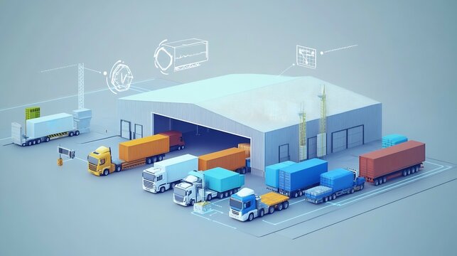 Conceptual visualization of digital transformation in logistics highlighting supply chain optimization and blockchain integration