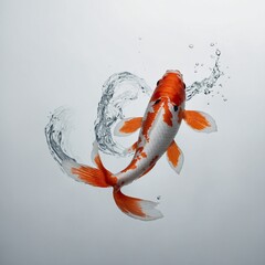 A minimalist depiction of an elegant koi fish with soft, flowing fins, isolated on a white background.