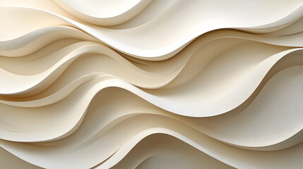 Obraz premium Elegant waves of cream-colored paper layered gracefully to create a smooth and flowing texture background.