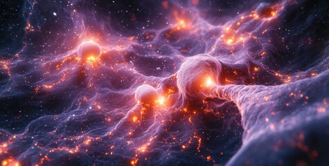 Neurons Firing and Connections in Brain Neural Networks 3D Digital Illustration