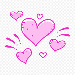 Doodle hand drawn heart drawing on white background