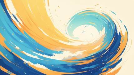 Fototapeta premium Abstract background with interwoven spiral patterns in vibrant orange and teal. Depicts motion and creativity. Symbolizes energy and artistic expression. Ideal for lively and imaginative designs.