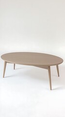 A wooden coffee table with a white background