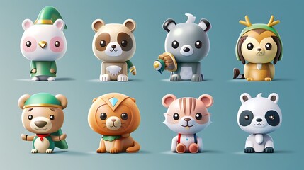Naklejka premium Adorable Animals Created with Midjourney