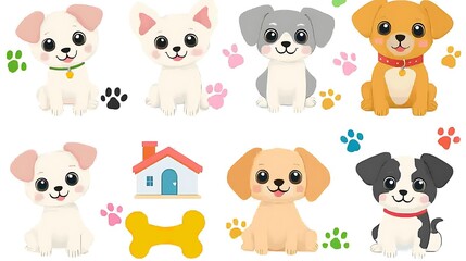 Cute Kawaii Dog Clip Art Set