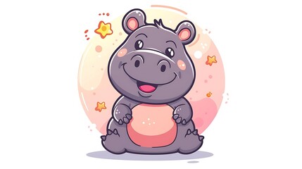 Cute Kawaii Hippo Car Patch Design
