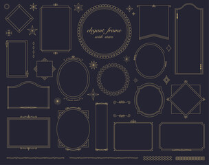 ゴールドのエレガントフレームと星のイラストセット © maruha